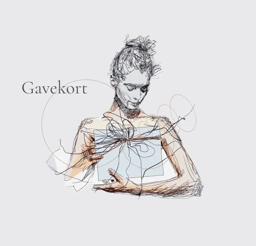 The gift card page, with the illustration and the word Gavekort