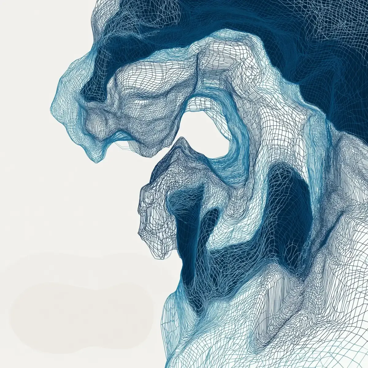 A cave in blue lines