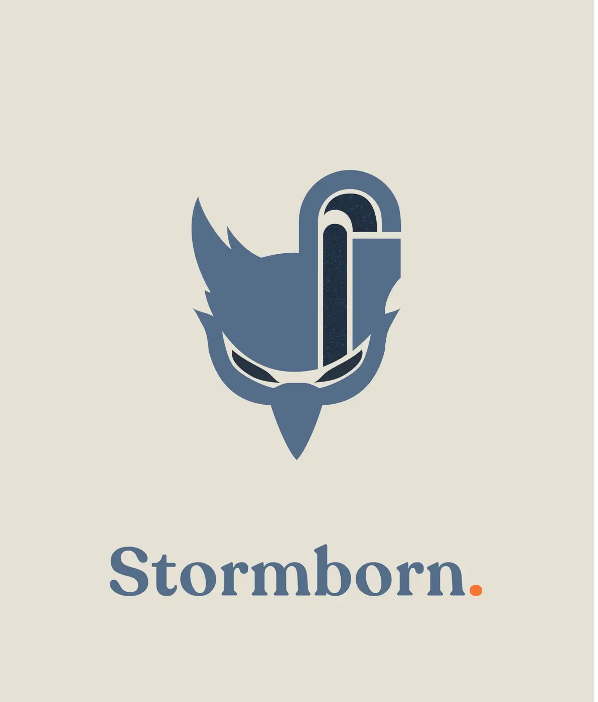 Stormborn logo: a wolf mark above the wordmark, on cream